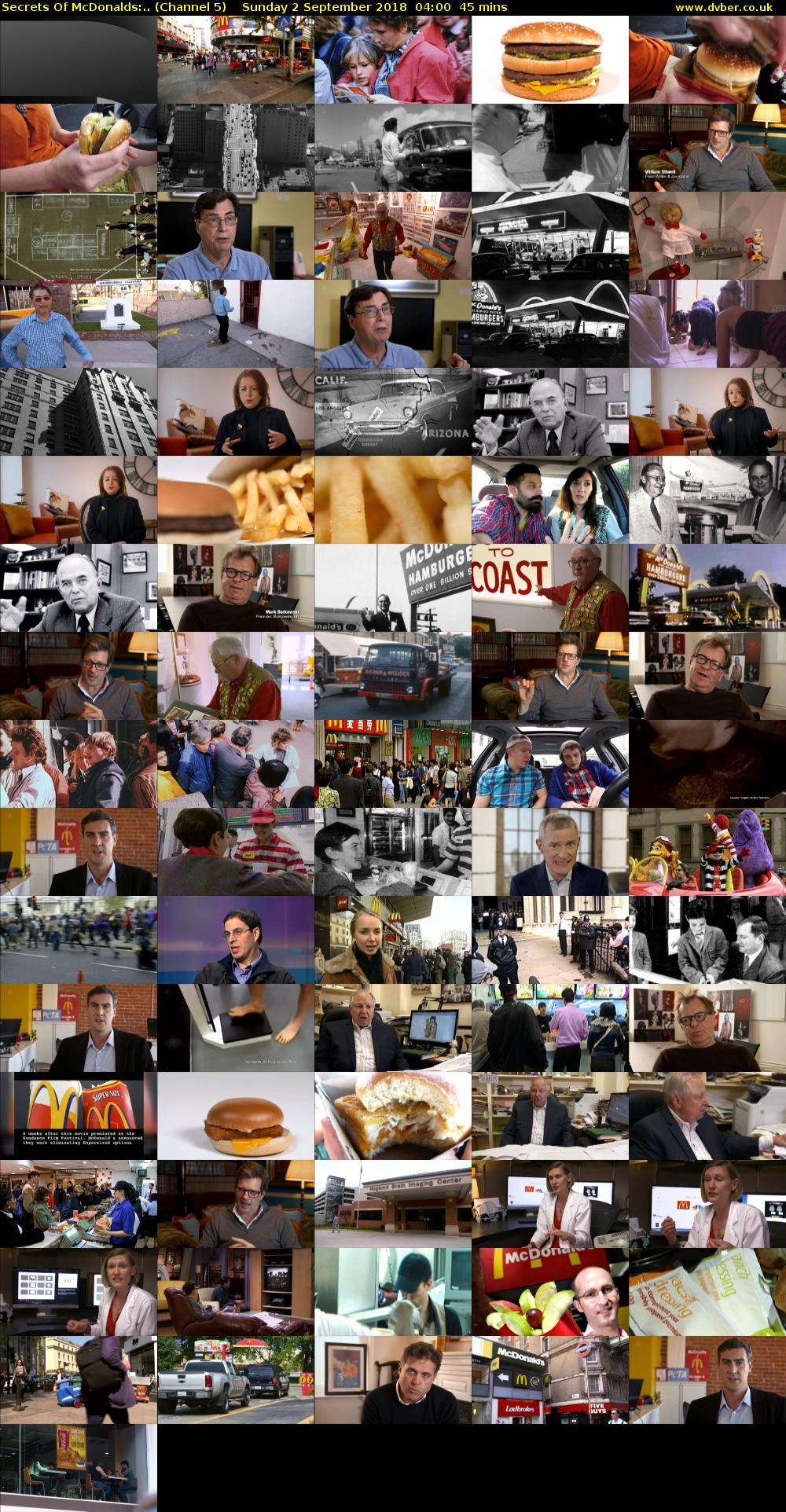 Secrets Of McDonalds:.. (Channel 5) Sunday 2 September 2018 04:00 - 04:45
