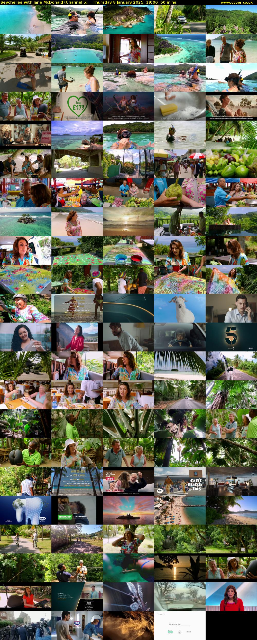 Seychelles with Jane McDonald (Channel 5) Thursday 9 January 2025 19:00 - 20:00