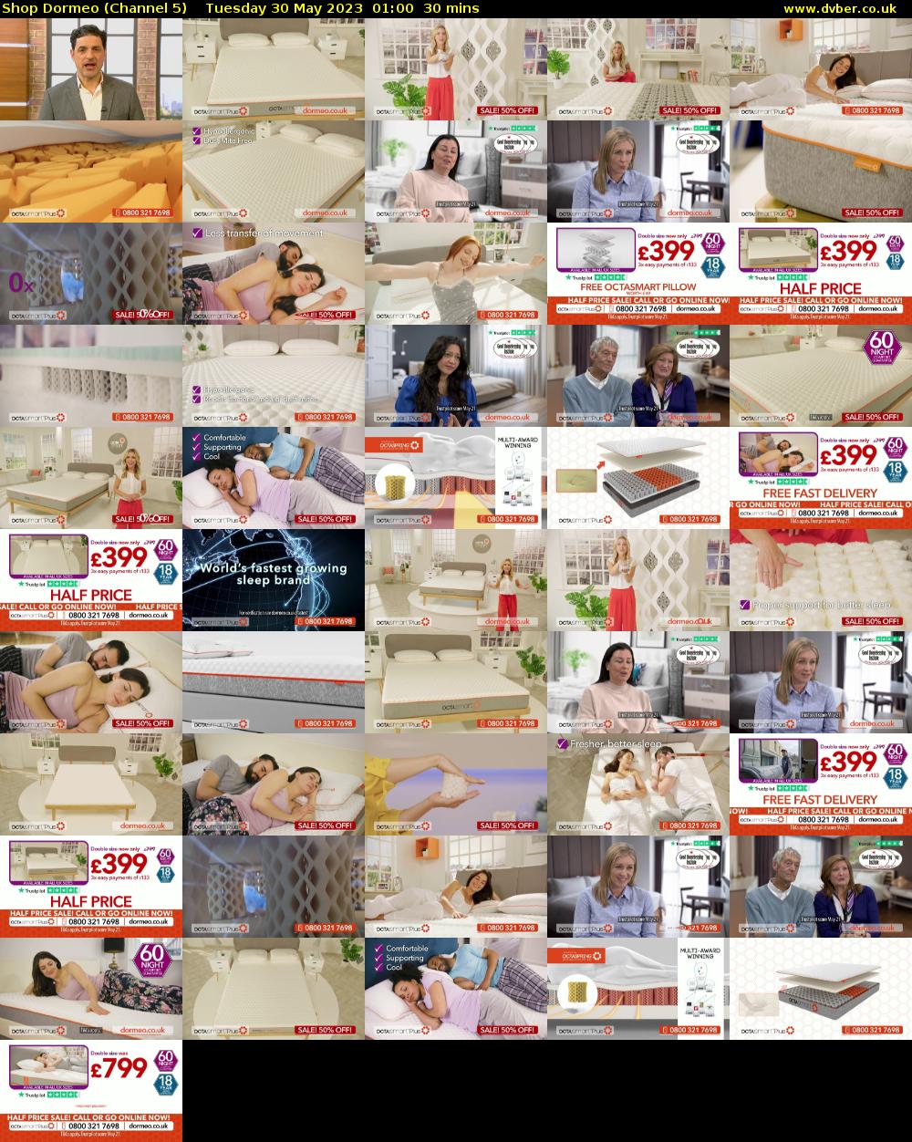 Shop Dormeo (Channel 5) Tuesday 30 May 2023 01:00 - 01:30