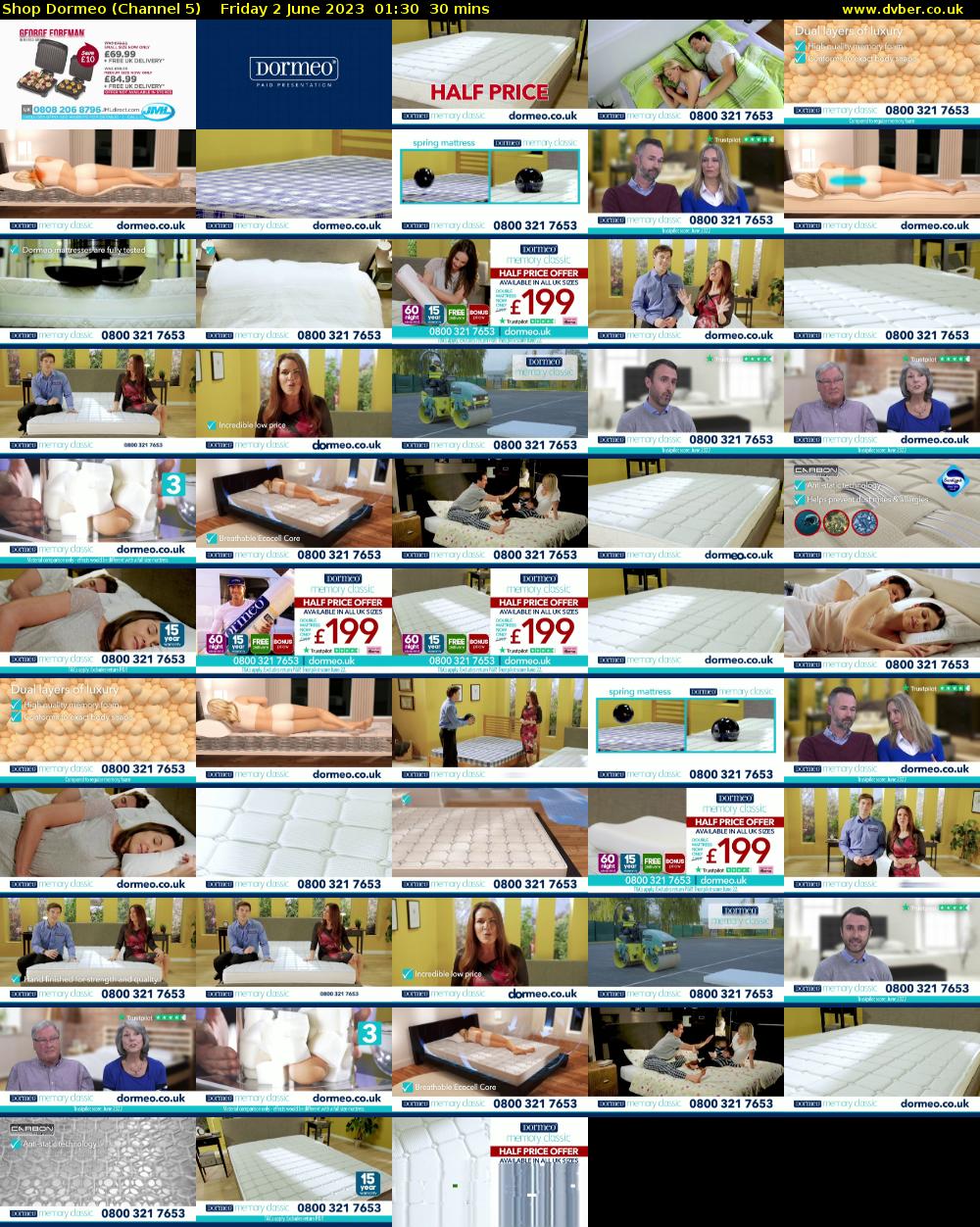 Shop Dormeo (Channel 5) Friday 2 June 2023 01:30 - 02:00