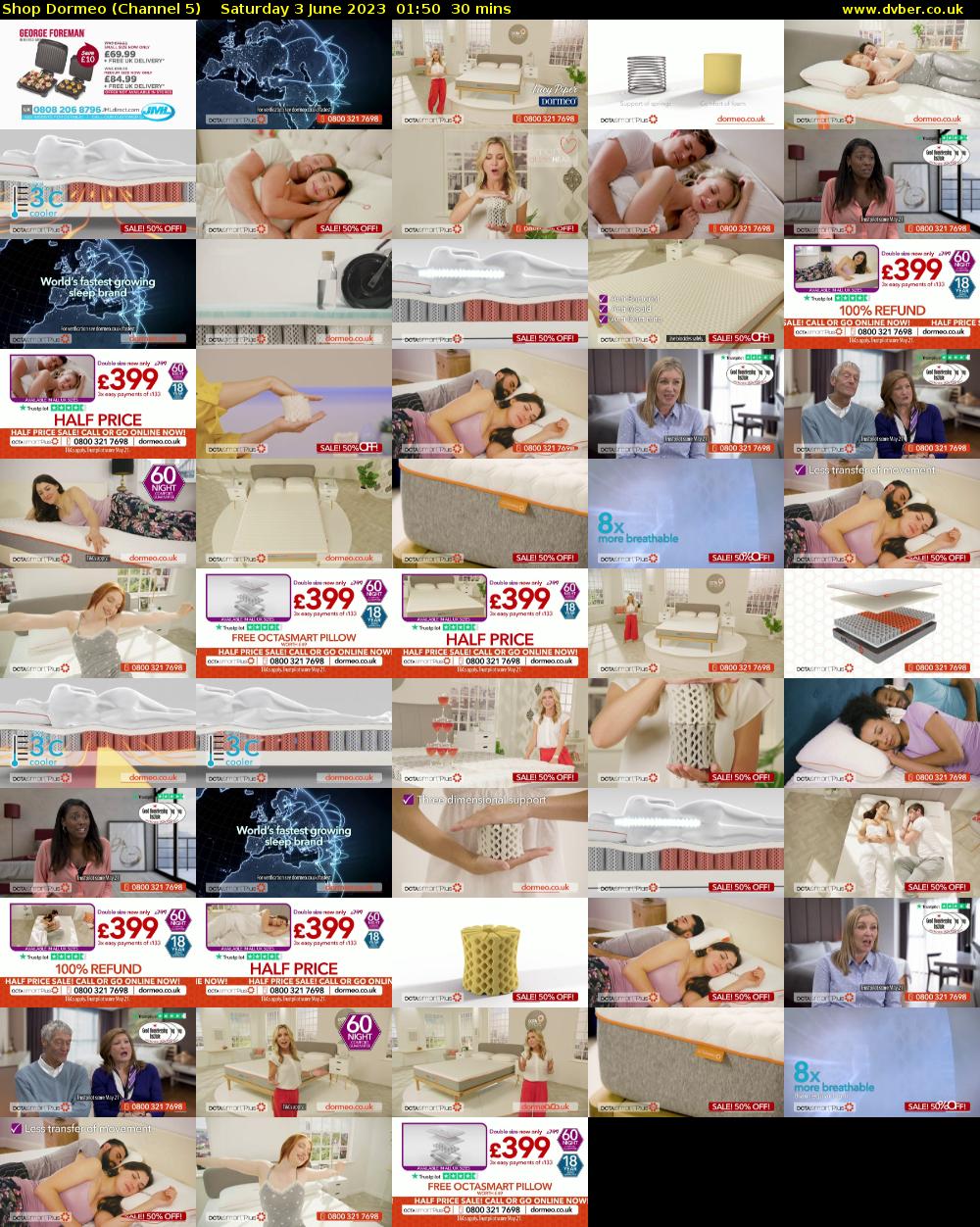Shop Dormeo (Channel 5) Saturday 3 June 2023 01:50 - 02:20