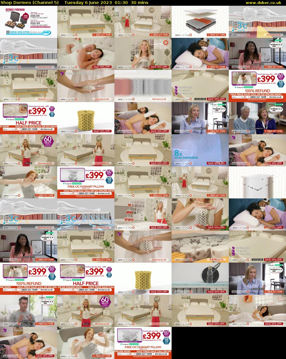 Shop Dormeo (Channel 5) Tuesday 6 June 2023 01:30 - 02:00