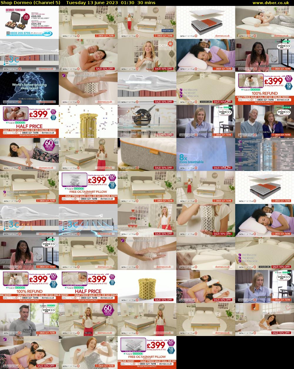 Shop Dormeo (Channel 5) Tuesday 13 June 2023 01:30 - 02:00