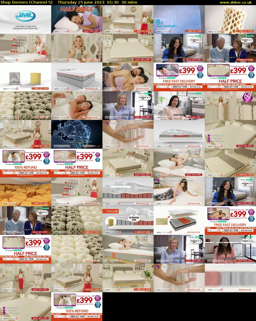 Shop Dormeo (Channel 5) Thursday 15 June 2023 01:30 - 02:00