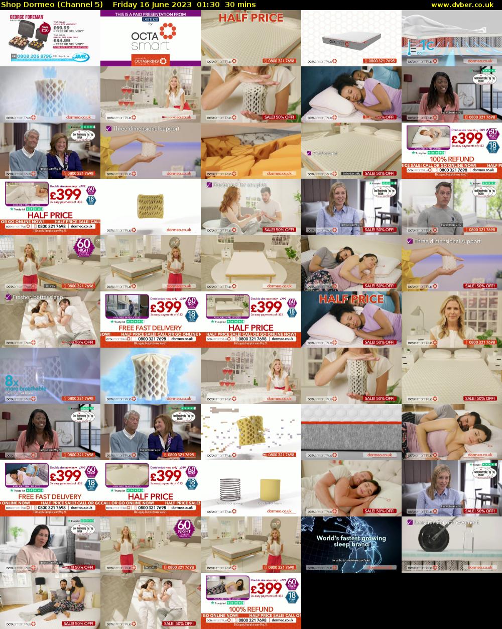 Shop Dormeo (Channel 5) Friday 16 June 2023 01:30 - 02:00