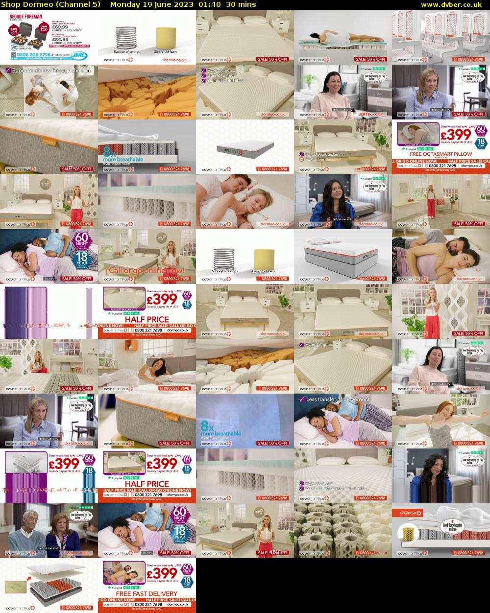 Shop Dormeo (Channel 5) Monday 19 June 2023 01:40 - 02:10