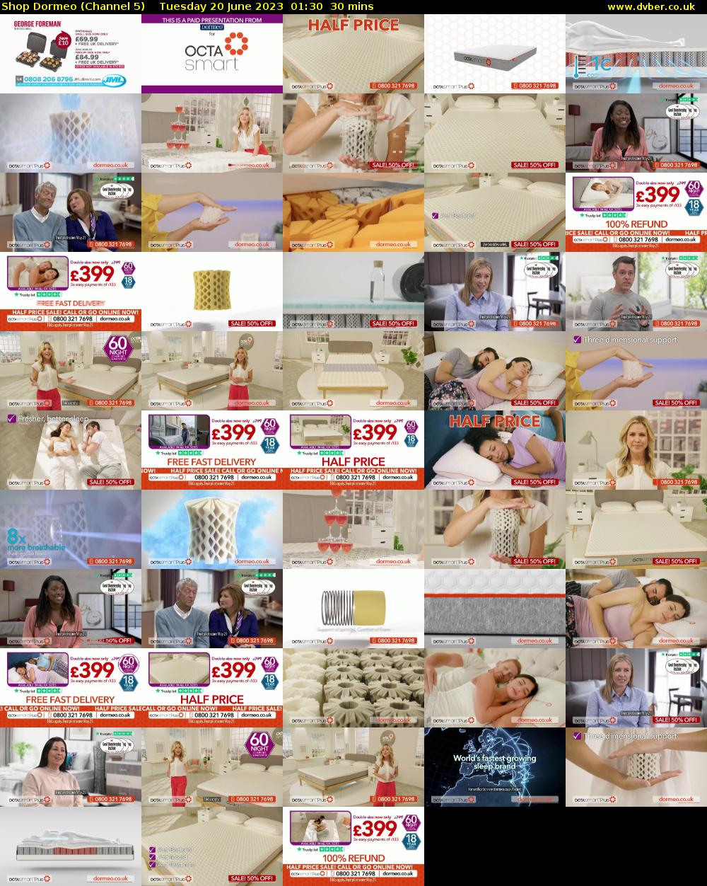 Shop Dormeo (Channel 5) Tuesday 20 June 2023 01:30 - 02:00
