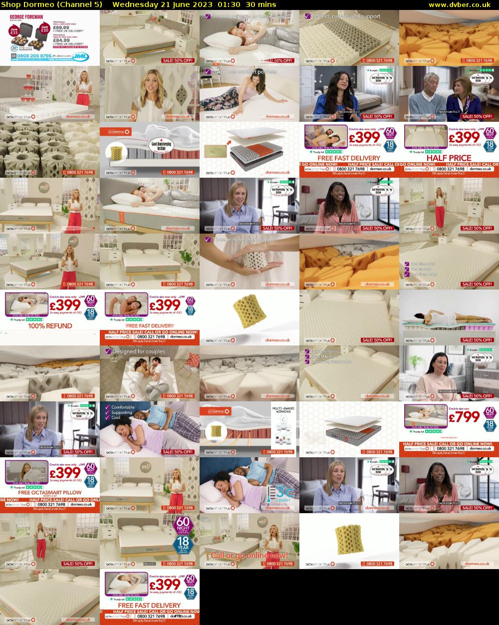 Shop Dormeo (Channel 5) Wednesday 21 June 2023 01:30 - 02:00
