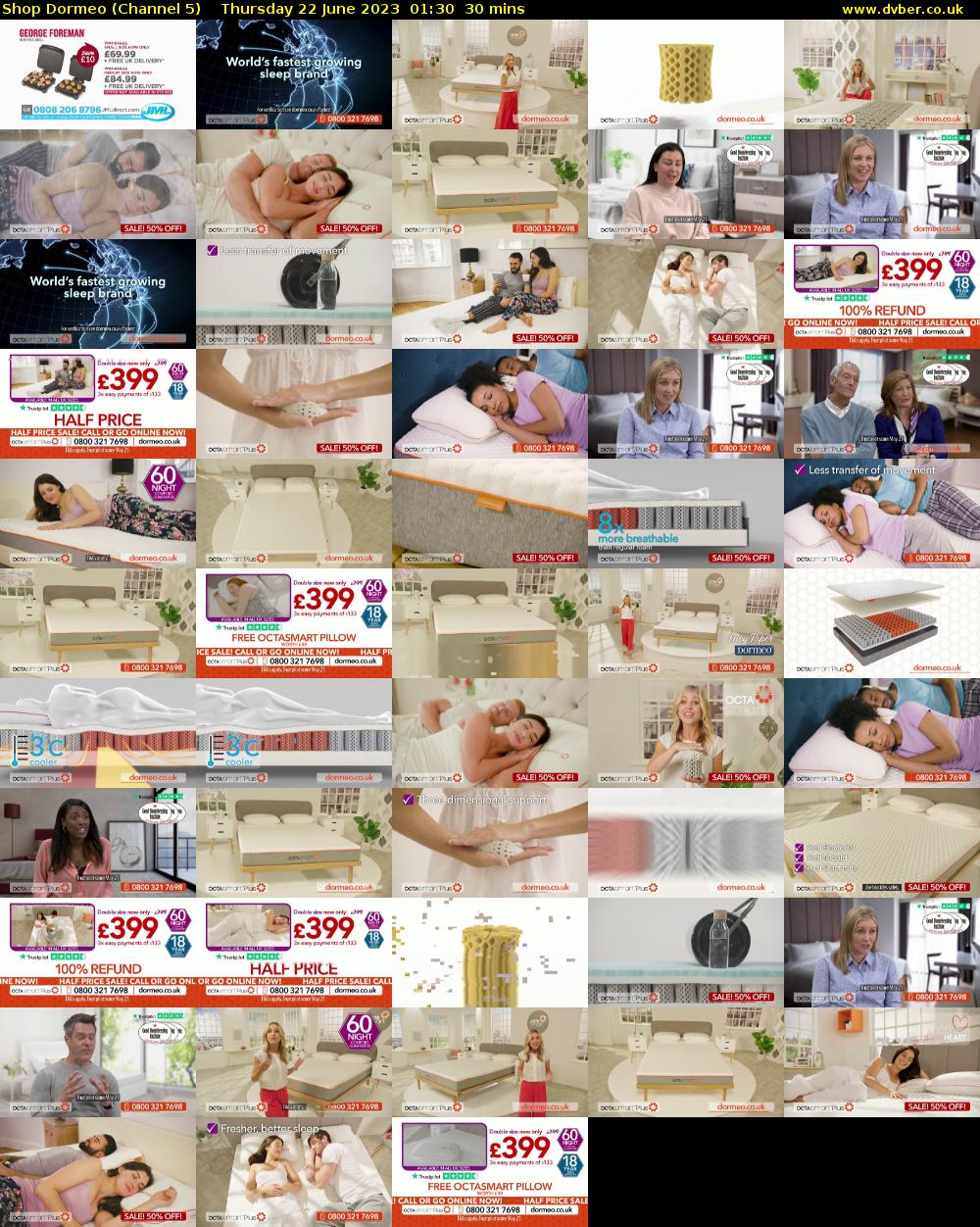 Shop Dormeo (Channel 5) Thursday 22 June 2023 01:30 - 02:00
