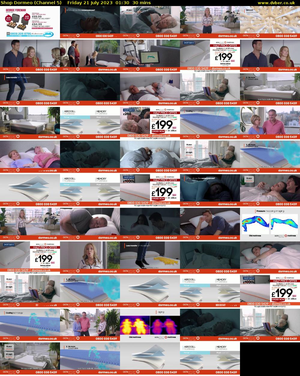 Shop Dormeo (Channel 5) Friday 21 July 2023 01:30 - 02:00