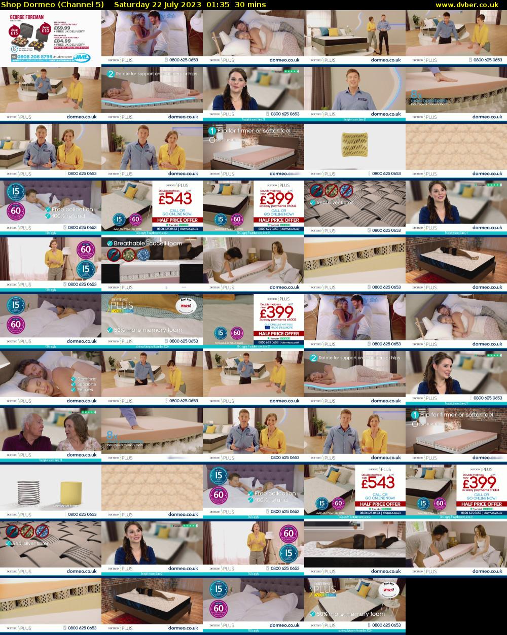 Shop Dormeo (Channel 5) Saturday 22 July 2023 01:35 - 02:05