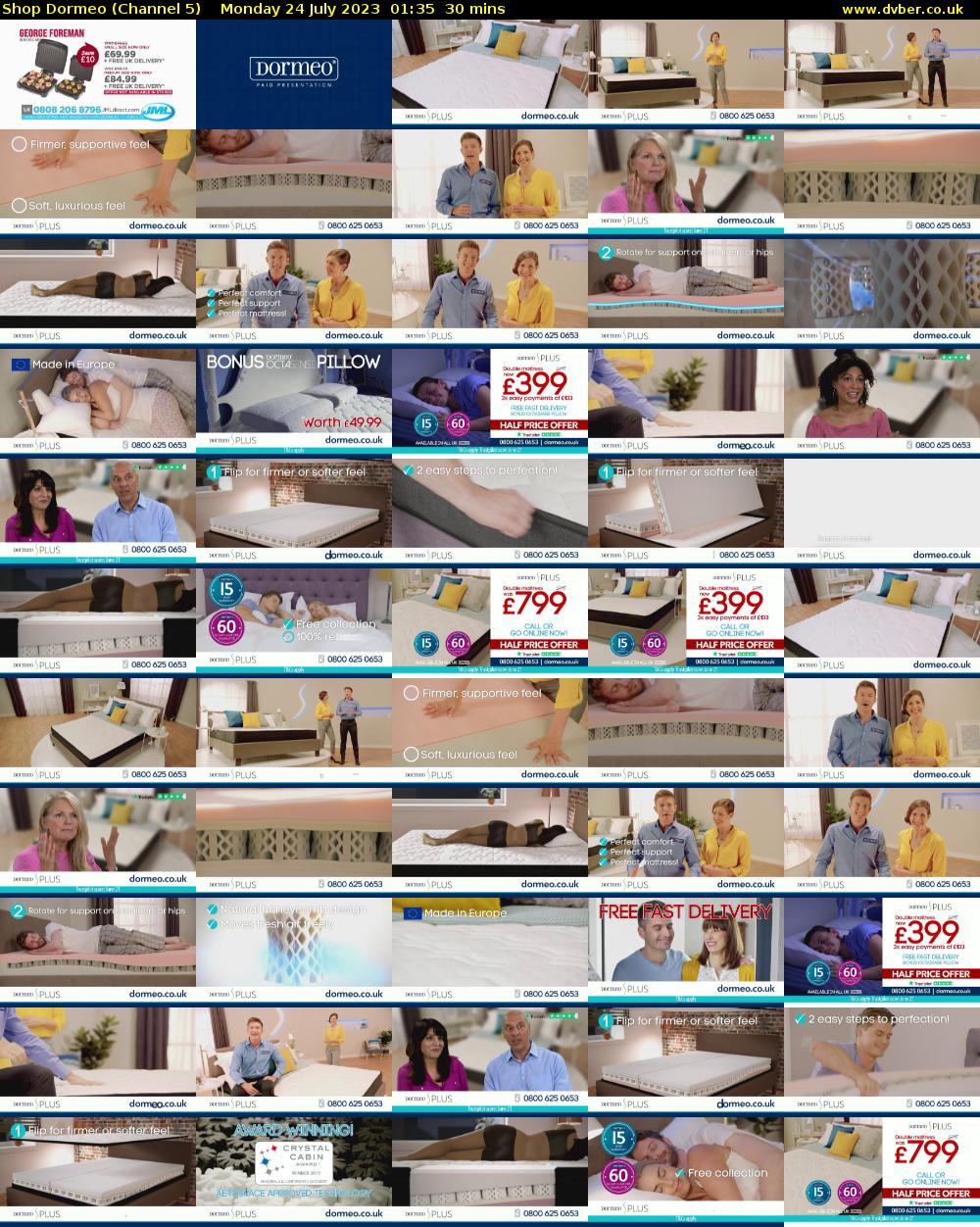 Shop Dormeo (Channel 5) Monday 24 July 2023 01:35 - 02:05