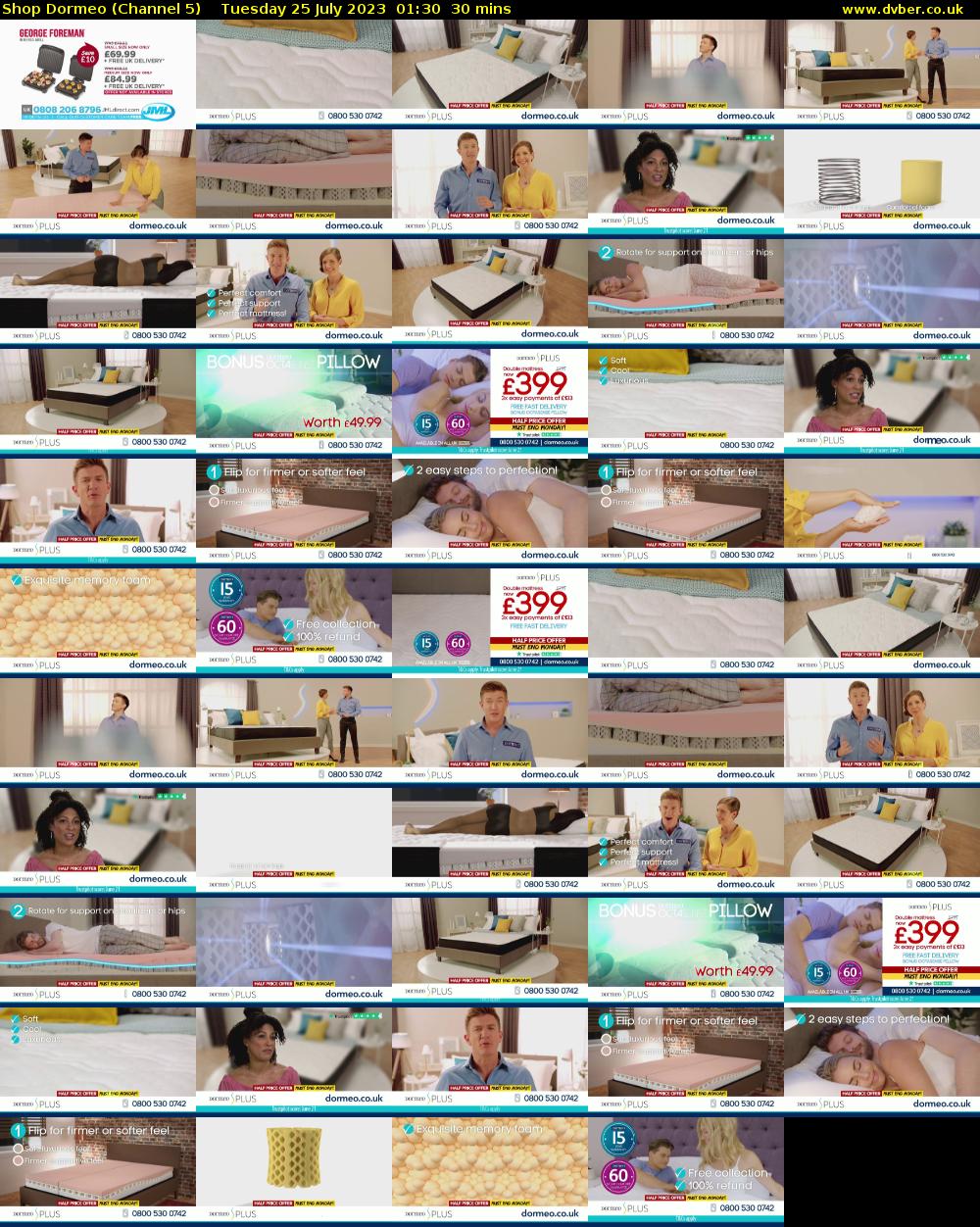 Shop Dormeo (Channel 5) Tuesday 25 July 2023 01:30 - 02:00