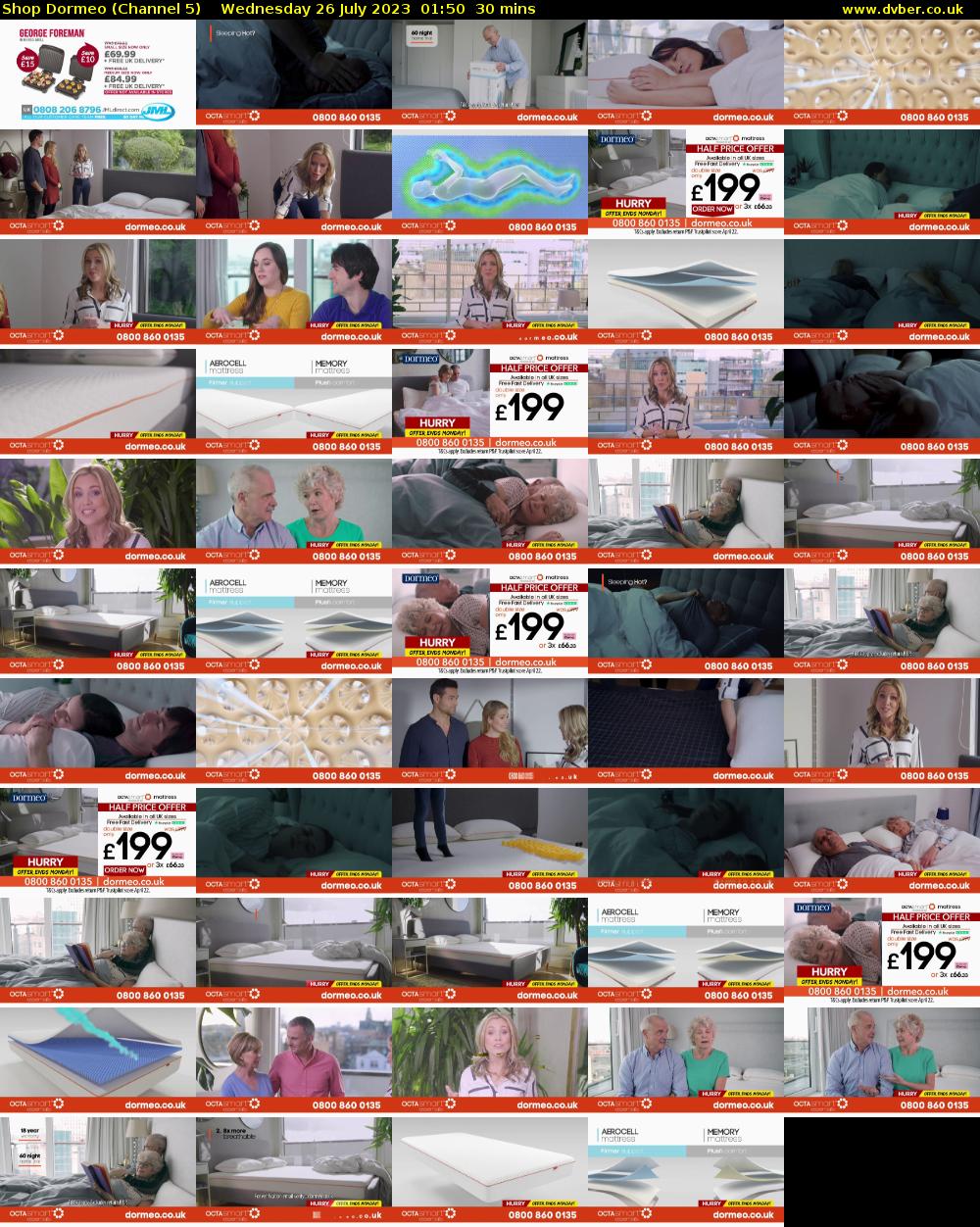 Shop Dormeo (Channel 5) Wednesday 26 July 2023 01:50 - 02:20