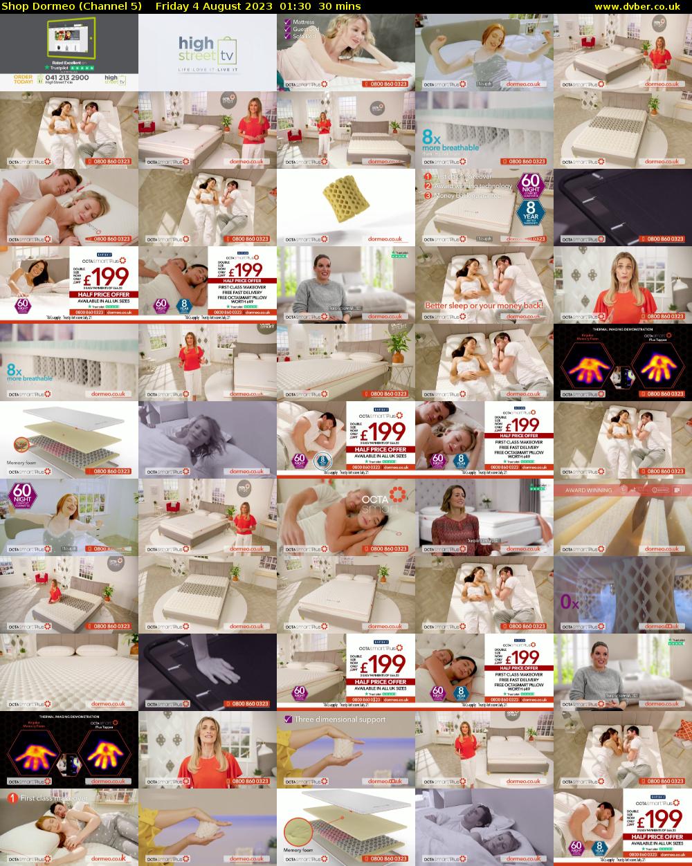 Shop Dormeo (Channel 5) Friday 4 August 2023 01:30 - 02:00