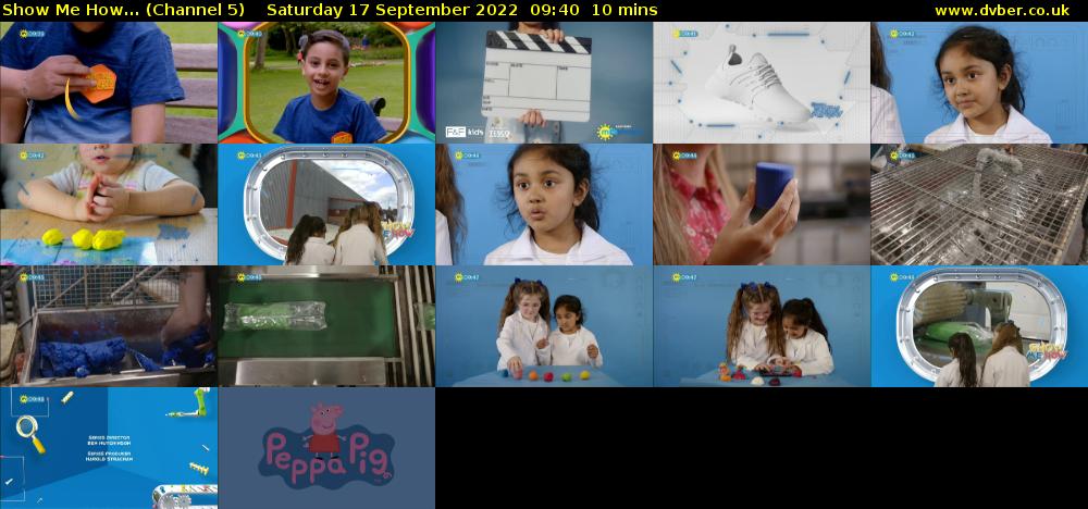Show Me How... (Channel 5) Saturday 17 September 2022 09:40 - 09:50
