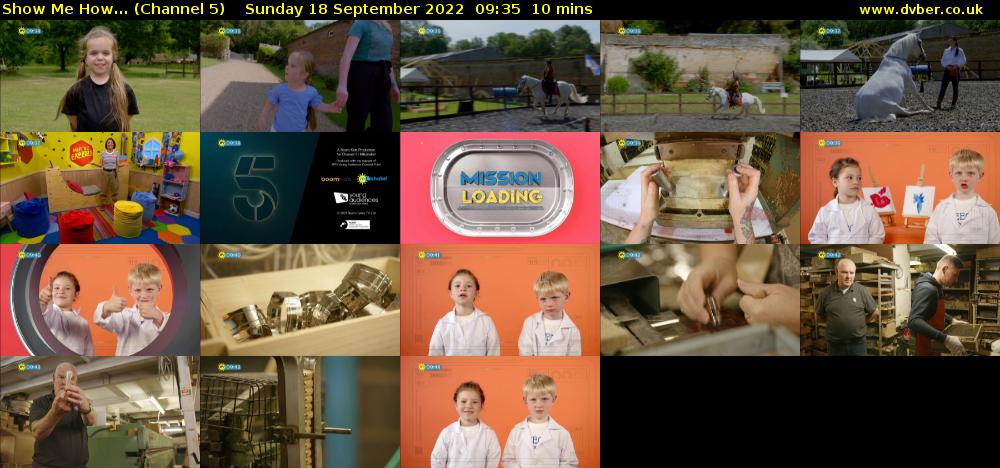 Show Me How... (Channel 5) Sunday 18 September 2022 09:35 - 09:45