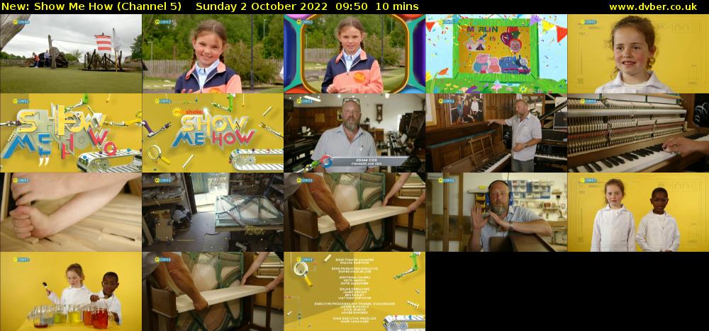 Show Me How (Channel 5) Sunday 2 October 2022 09:50 - 10:00