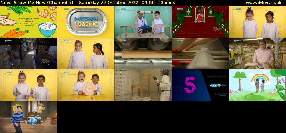 Show Me How (Channel 5) Saturday 22 October 2022 09:50 - 10:00