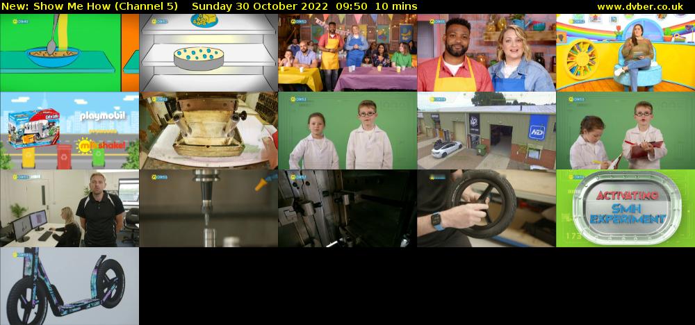 Show Me How (Channel 5) Sunday 30 October 2022 09:50 - 10:00
