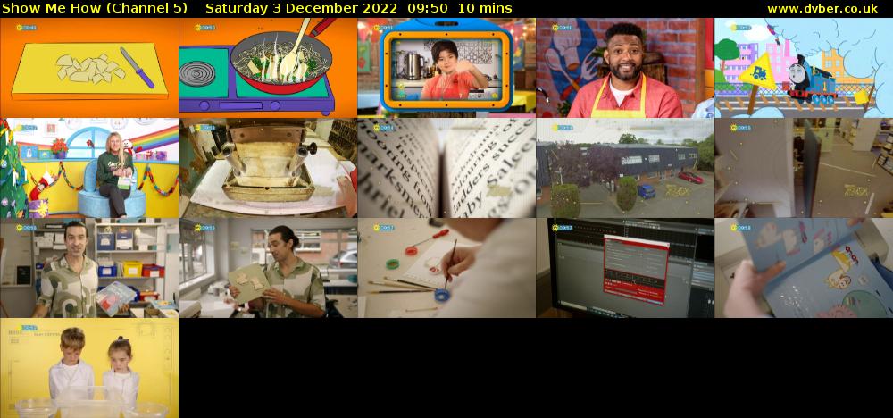 Show Me How (Channel 5) Saturday 3 December 2022 09:50 - 10:00