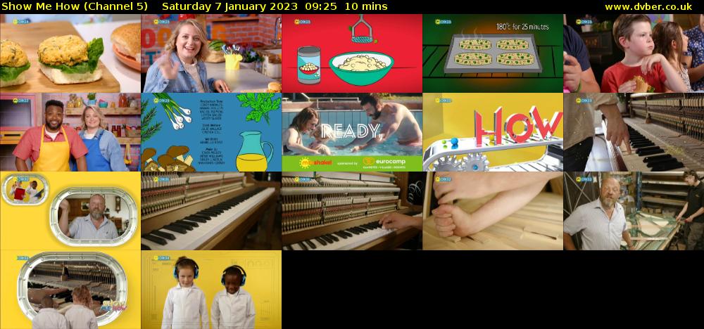 Show Me How (Channel 5) Saturday 7 January 2023 09:25 - 09:35
