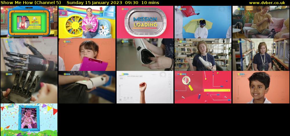 Show Me How (Channel 5) Sunday 15 January 2023 09:30 - 09:40