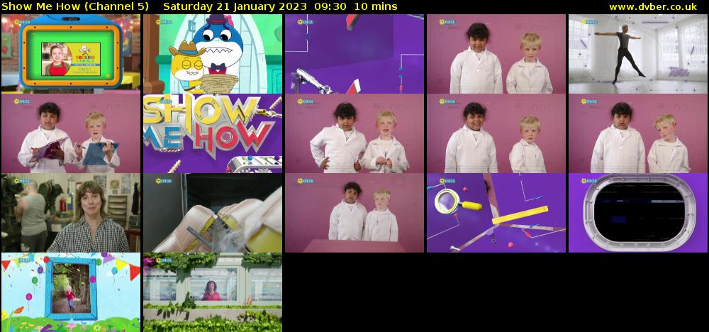 Show Me How (Channel 5) Saturday 21 January 2023 09:30 - 09:40