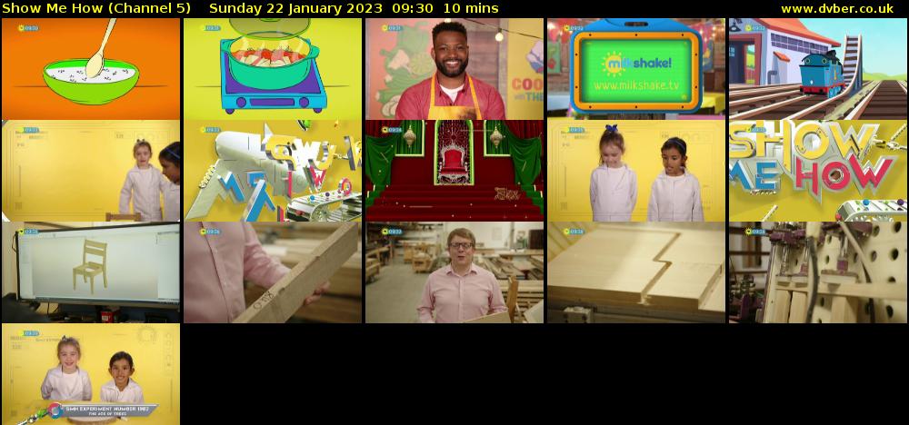 Show Me How (Channel 5) Sunday 22 January 2023 09:30 - 09:40
