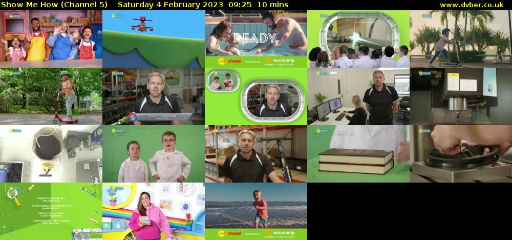 Show Me How (Channel 5) Saturday 4 February 2023 09:25 - 09:35