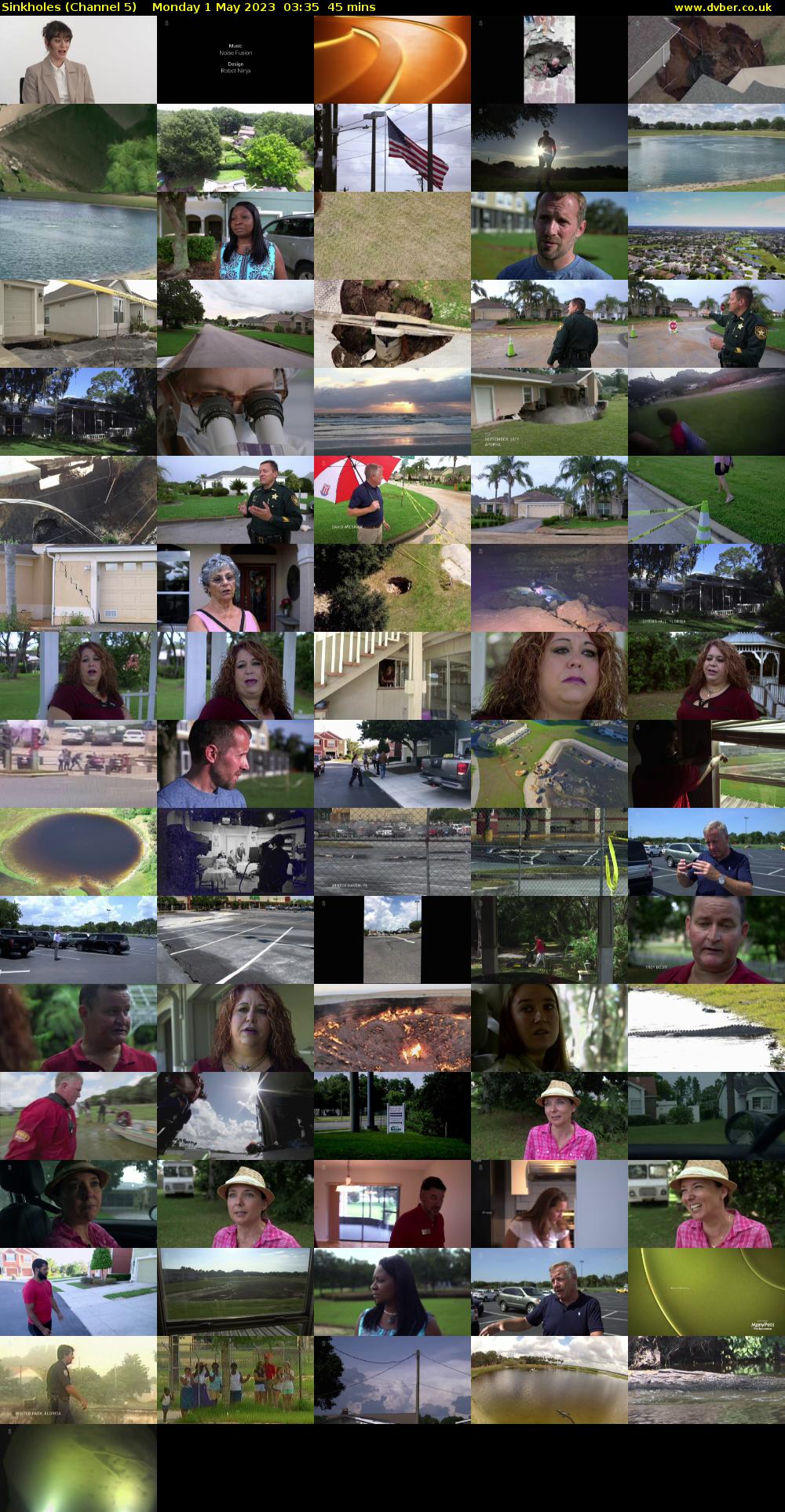 Sinkholes (Channel 5) Monday 1 May 2023 03:35 - 04:20