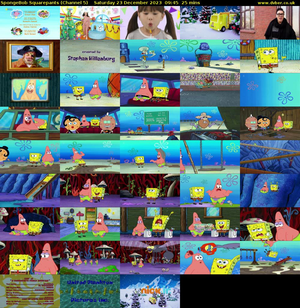 SpongeBob SquarePants (Channel 5) Saturday 23 December 2023 09:45 - 10:10