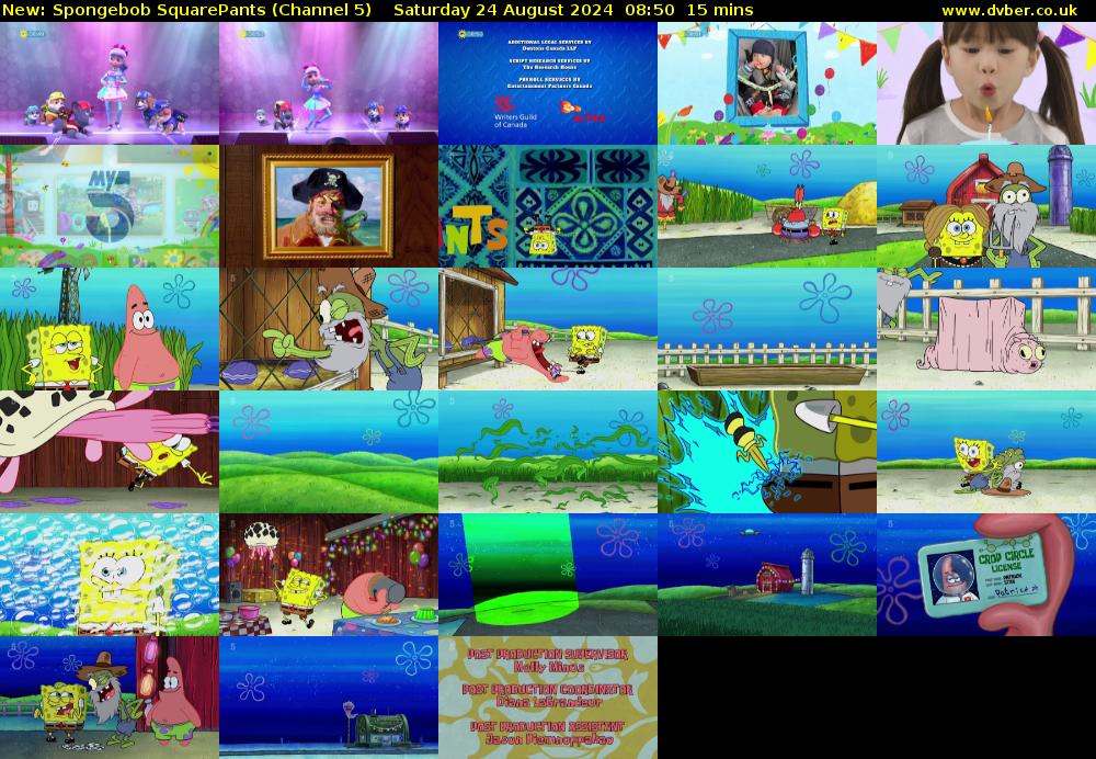 SpongeBob SquarePants (Channel 5) Saturday 24 August 2024 08:50 - 09:05