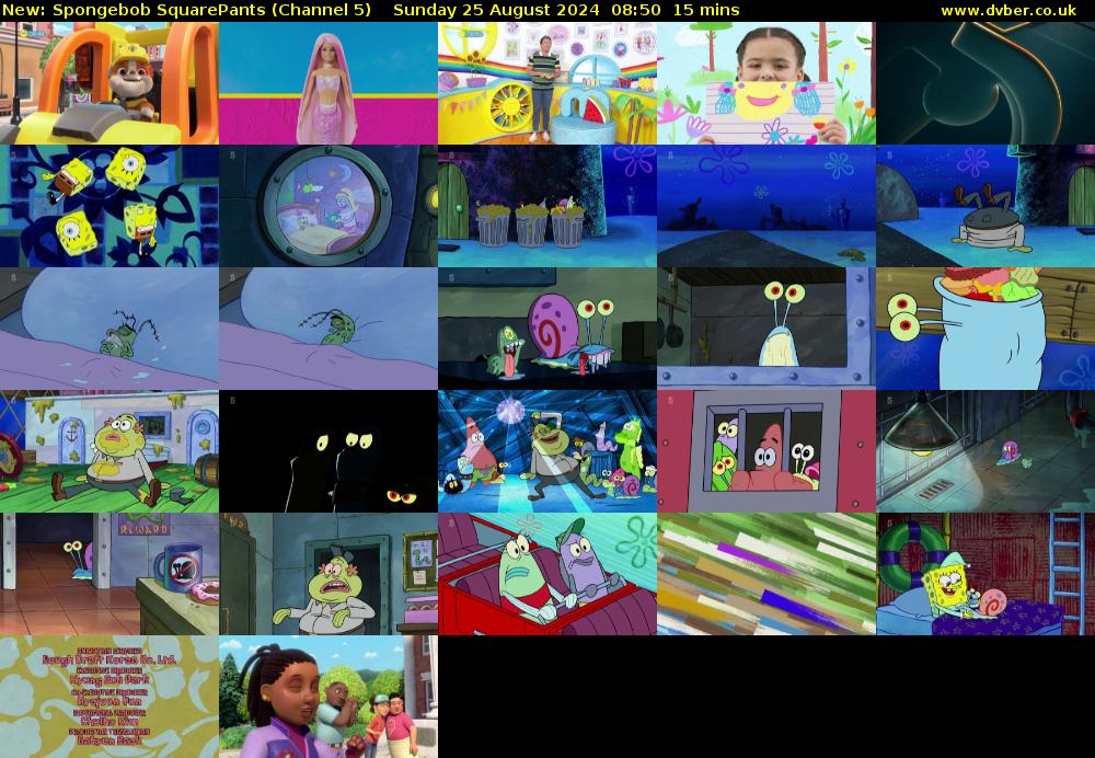 SpongeBob SquarePants (Channel 5) Sunday 25 August 2024 08:50 - 09:05