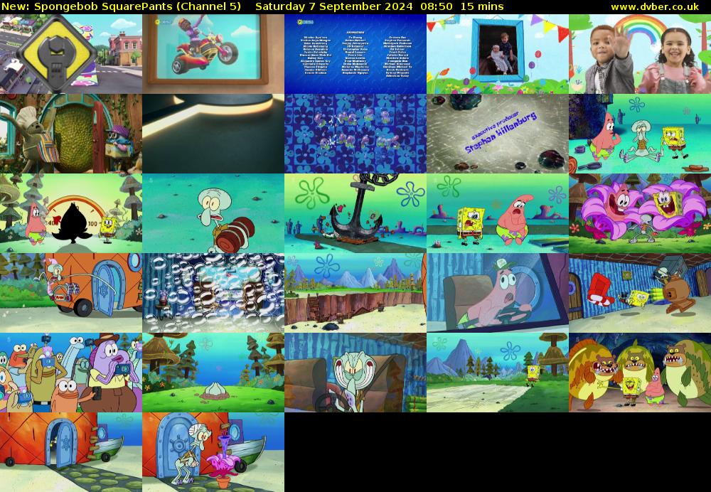 SpongeBob SquarePants (Channel 5) Saturday 7 September 2024 08:50 - 09:05