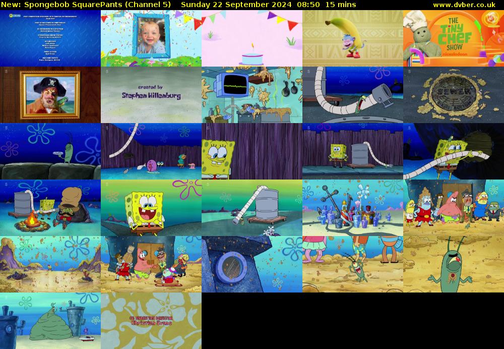 SpongeBob SquarePants (Channel 5) Sunday 22 September 2024 08:50 - 09:05