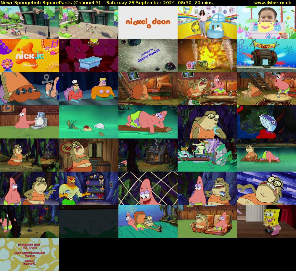 SpongeBob SquarePants (Channel 5) Saturday 28 September 2024 08:50 - 09:10