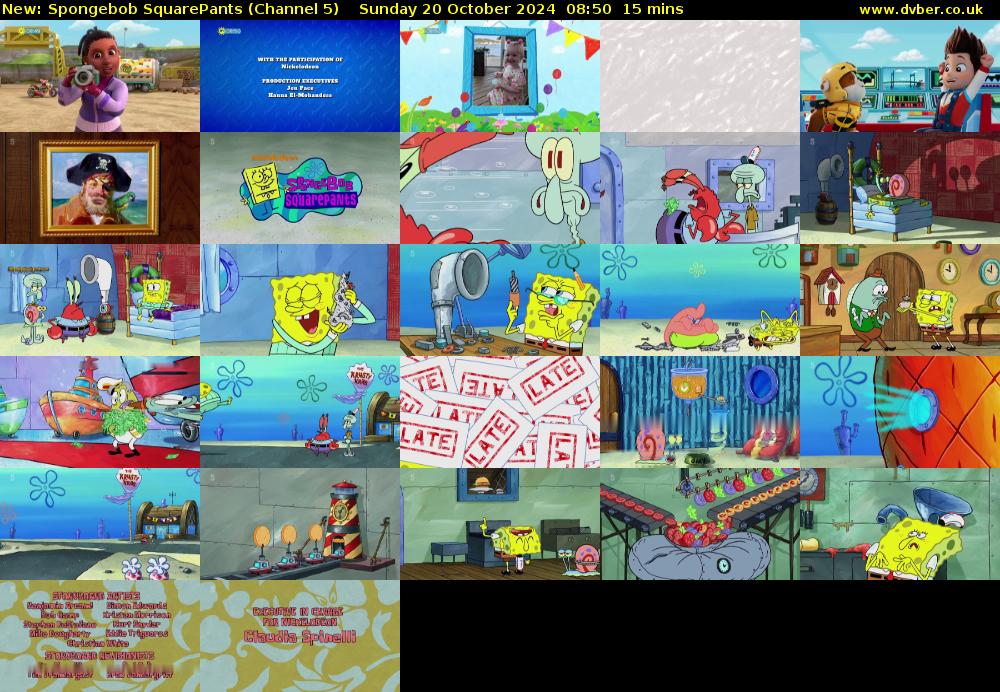 SpongeBob SquarePants (Channel 5) Sunday 20 October 2024 08:50 - 09:05