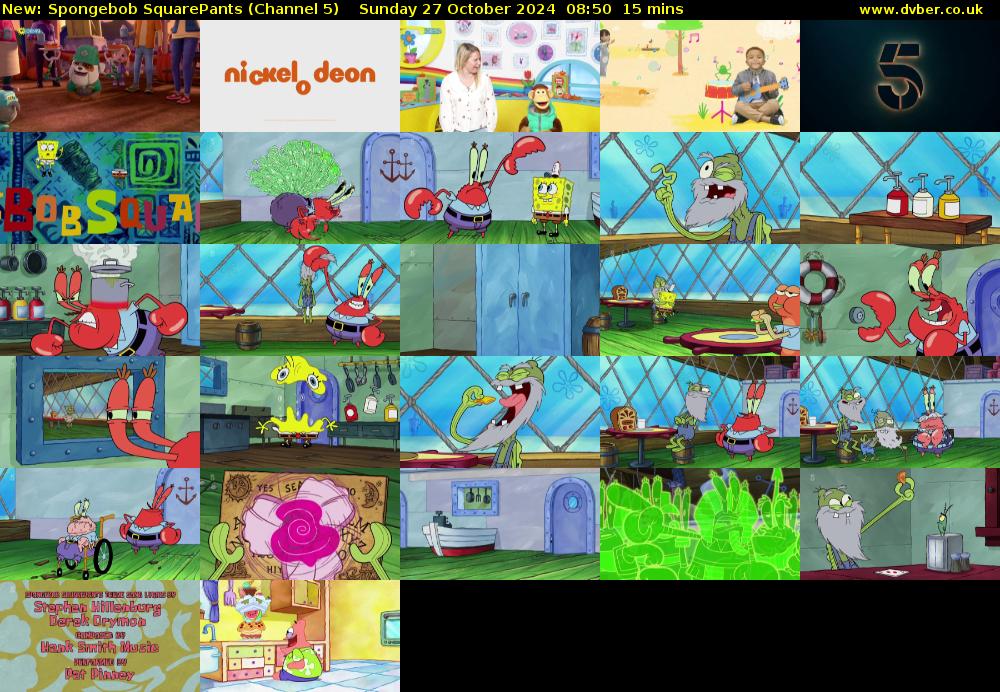 SpongeBob SquarePants (Channel 5) Sunday 27 October 2024 08:50 - 09:05