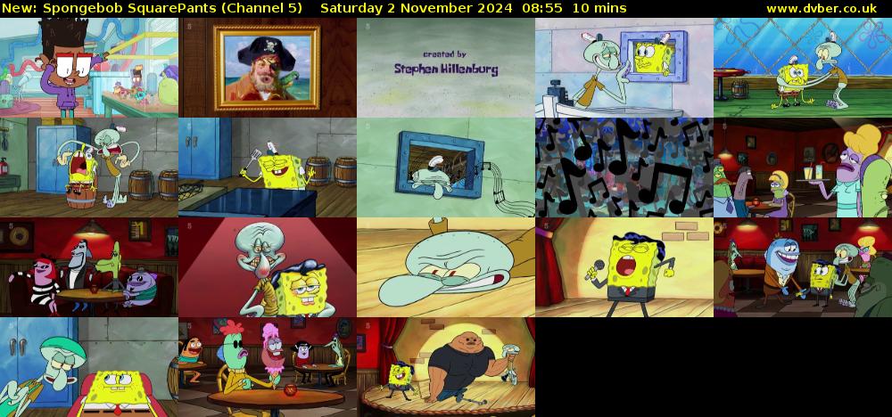 SpongeBob SquarePants (Channel 5) Saturday 2 November 2024 08:55 - 09:05