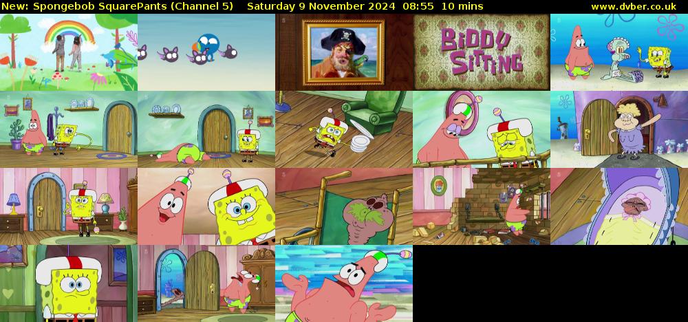 SpongeBob SquarePants (Channel 5) Saturday 9 November 2024 08:55 - 09:05