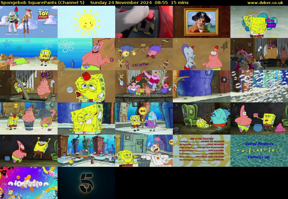 SpongeBob SquarePants (Channel 5) Sunday 24 November 2024 08:55 - 09:10