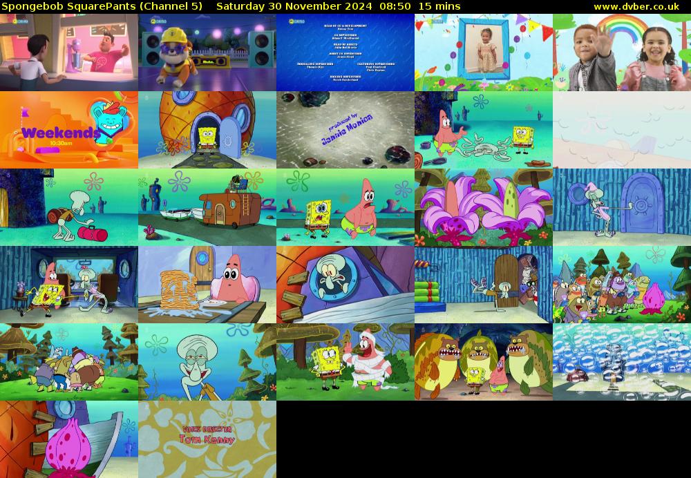 SpongeBob SquarePants (Channel 5) Saturday 30 November 2024 08:50 - 09:05