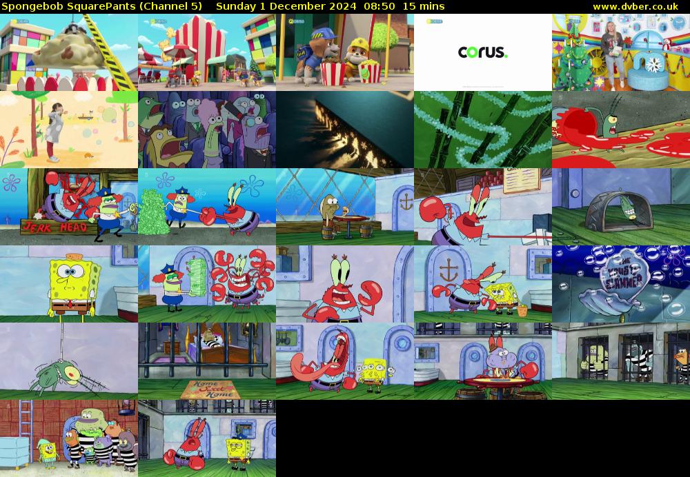 SpongeBob SquarePants (Channel 5) Sunday 1 December 2024 08:50 - 09:05