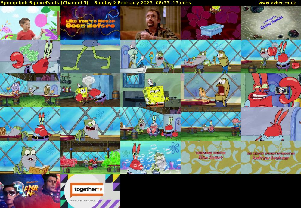 SpongeBob SquarePants (Channel 5) Sunday 2 February 2025 08:55 - 09:10