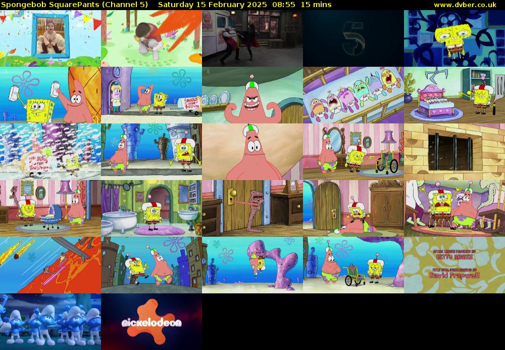 SpongeBob SquarePants (Channel 5) Saturday 15 February 2025 08:55 - 09:10