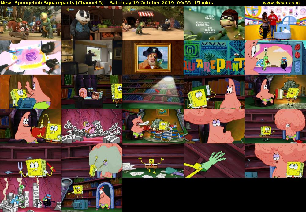 Spongebob Squarepants (Channel 5) Saturday 19 October 2019 09:55 - 10:10