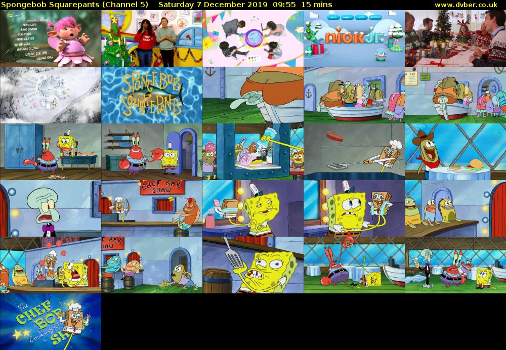 Spongebob Squarepants (Channel 5) Saturday 7 December 2019 09:55 - 10:10