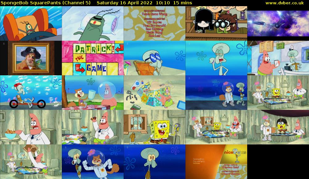Spongebob Squarepants (Channel 5) Saturday 16 April 2022 10:10 - 10:25