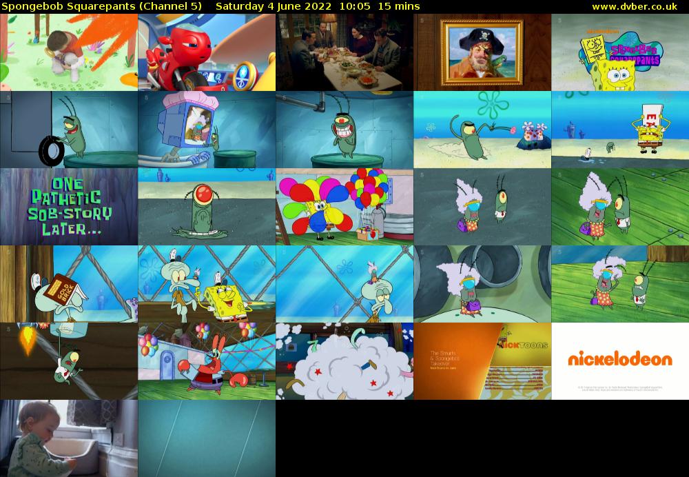 Spongebob Squarepants (Channel 5) Saturday 4 June 2022 10:05 - 10:20